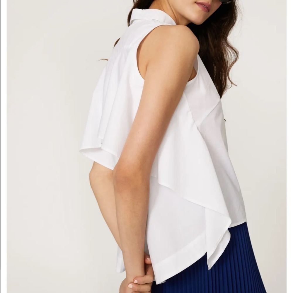 Peter Som • White Ruffle Button Front Tank Top - Picture 5 of 14
